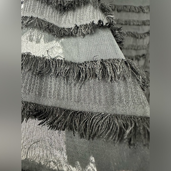 Alfani Fringe-Trim Mandarin Collar Button Up Long Sleeve Blouse Black Sz XXL - Picture 7 of 10